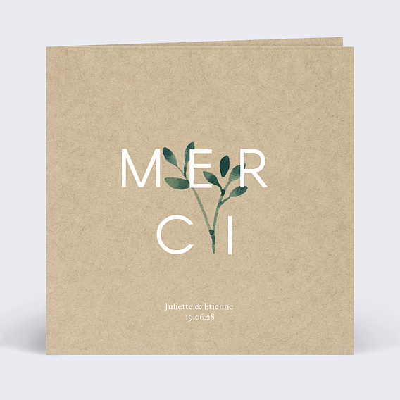 Carte remerciement mariage Ombrage