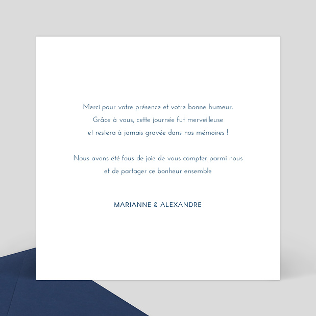 Remerciements Mariage Blue Waves Verso