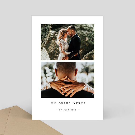 Carte remerciement mariage Polaroid Simple II