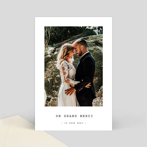 Carte remerciement mariage Polaroid Simple 