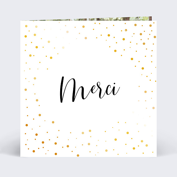 Carte remerciement mariage Dorure Pois Merci Recto