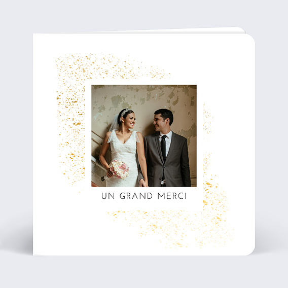 Carte remerciement mariage Poudre Ocre