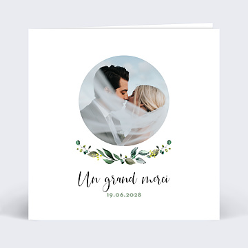 Carte remerciement mariage Couronne Eucalyptus 