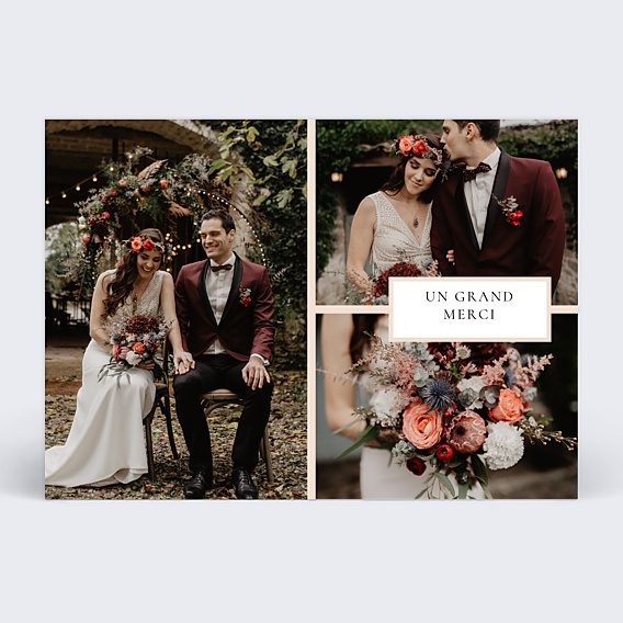 Remerciements mariage Etiquette Poudrée