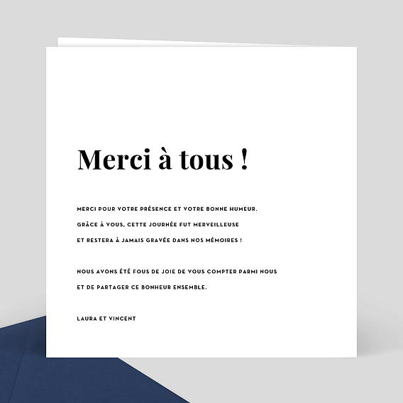 Carte remerciement mariage Découpe Merci Verso