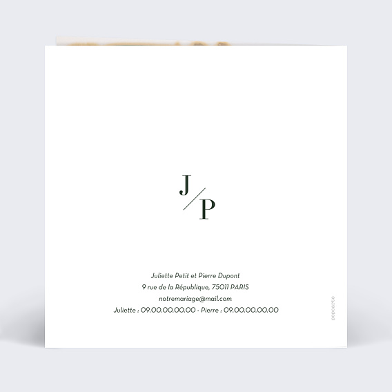 Carte remerciement mariage Eucalyptus  Verso