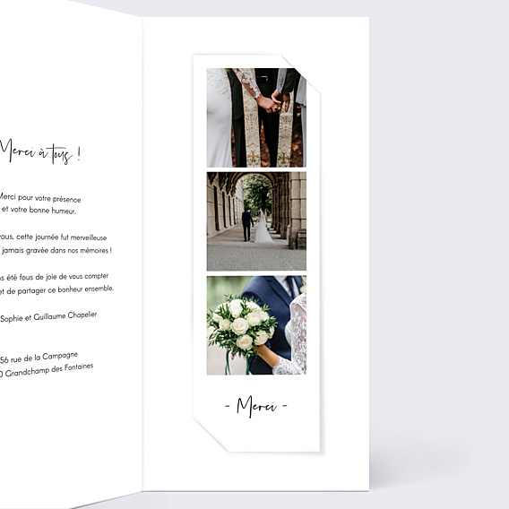 Remerciements mariage Bandeau (dos photo)