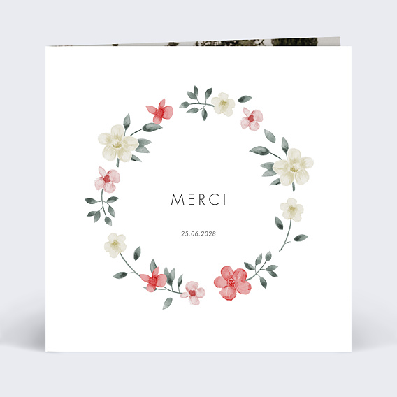 Carte remerciement mariage Remerciement Mariage Couronne Fleurie