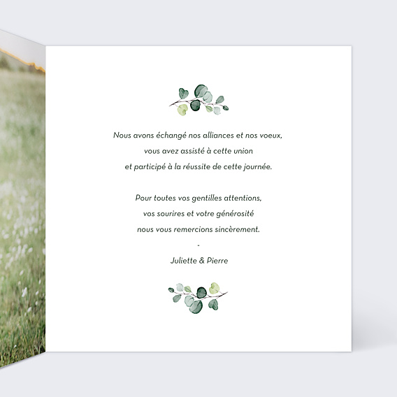 Remerciements mariage Eucalyptus