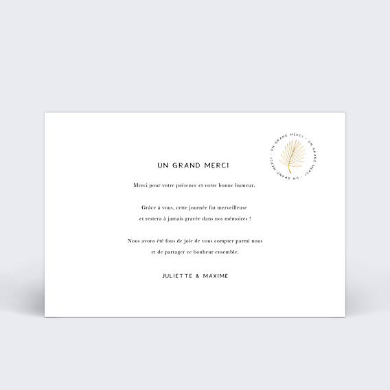 Remerciements mariage Pastille Palmier