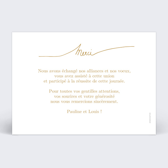 Remerciements mariage Effet Manuscrit