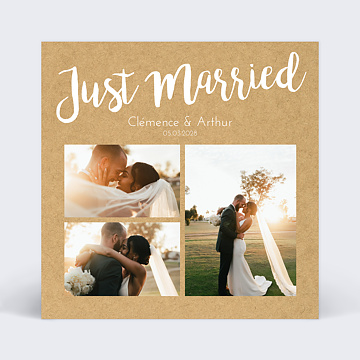 Remerciements Mariage Remerciement Mariage Just Married Kraft