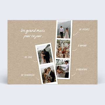 Carte remerciement mariage Photomaton Dlicat
