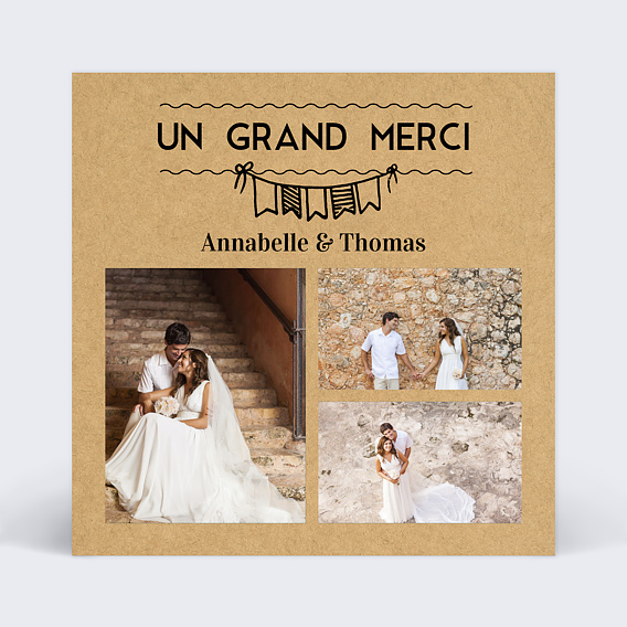 Carte remerciement mariage Petit carnet