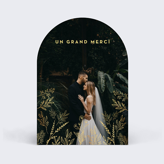 Carte remerciement mariage Fleurs Ocre