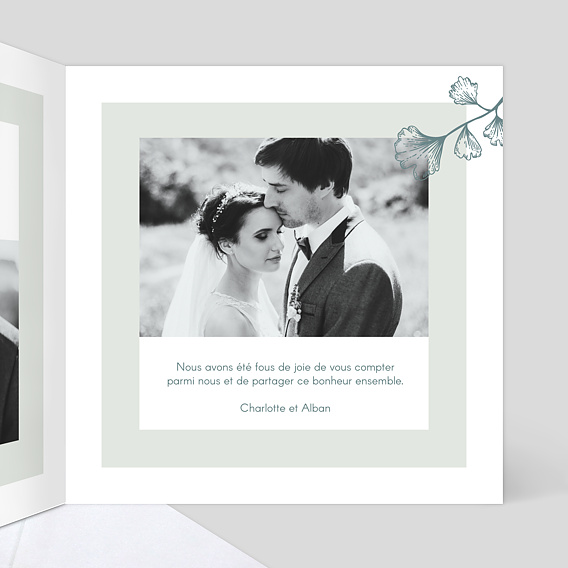 Carte remerciement mariage Botanic Wedding Intérieur Droit