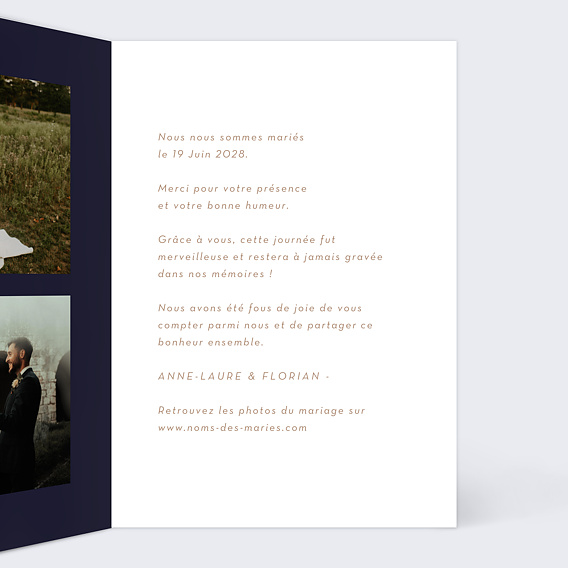 Carte remerciement mariage Fleurs Ocre Intérieur Droit