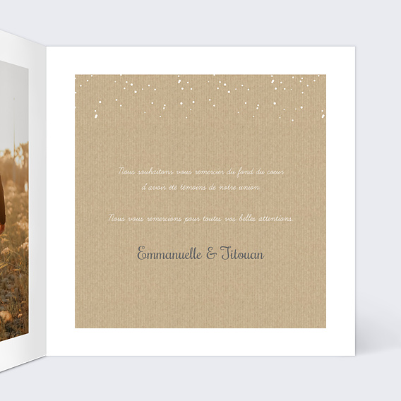 Carte remerciement mariage Instant Rêvé Intérieur Droit