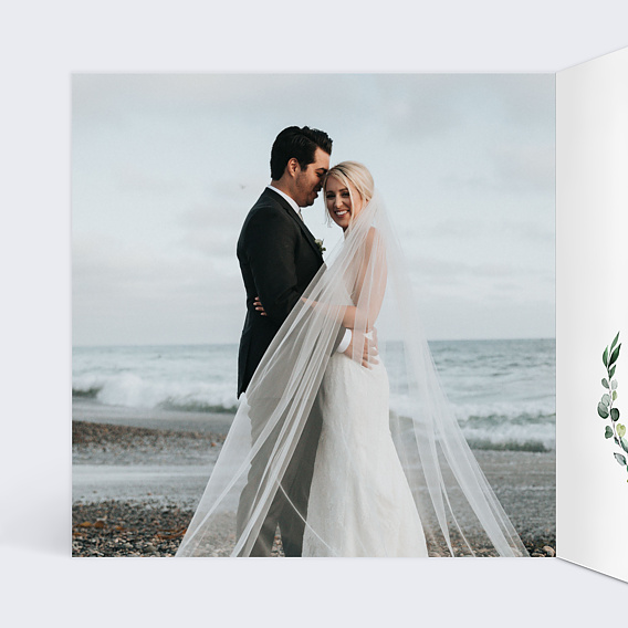 Carte remerciement mariage Couronne Eucalyptus  Intérieur Gauche