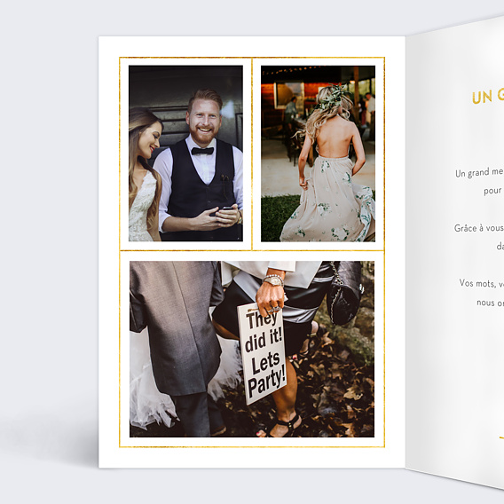 Carte remerciement mariage Epuré Ocre Intérieur Gauche