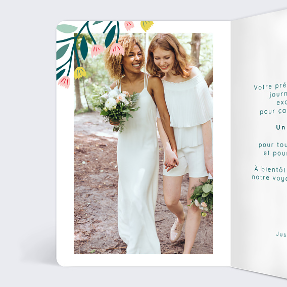 Carte remerciement mariage Floral Atmosphere Intérieur Gauche