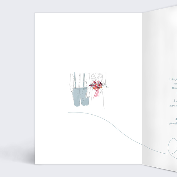 Carte remerciement mariage Jolies Illustrations Intérieur Gauche