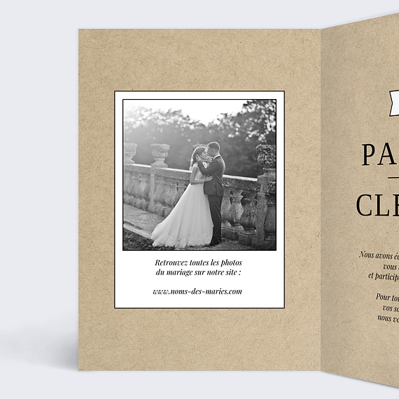 Carte remerciement mariage Vintage Ludique Intérieur Gauche