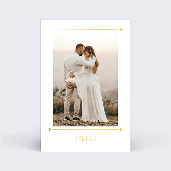 Carte remerciement mariage Cadre Chic Photo Simple Recto