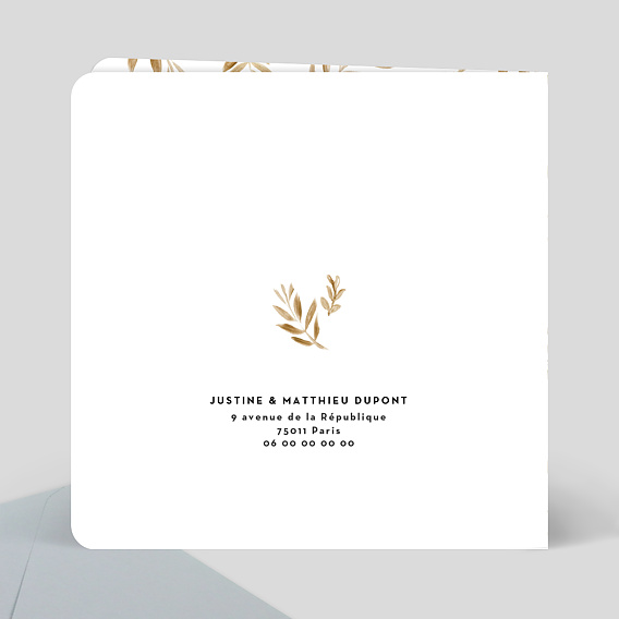 Carte remerciement mariage Golden Jungle Verso