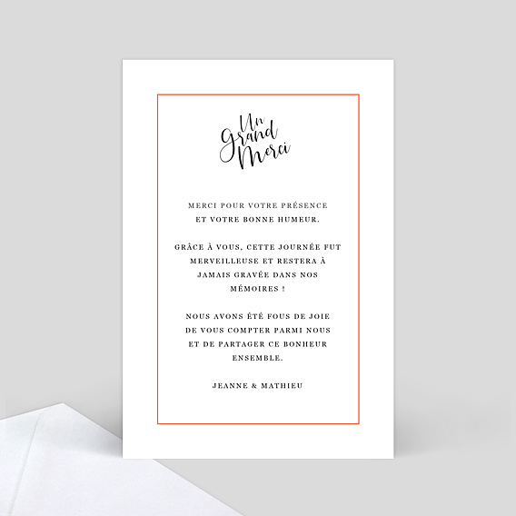 Carte remerciement mariage Cadre Typographique III Verso