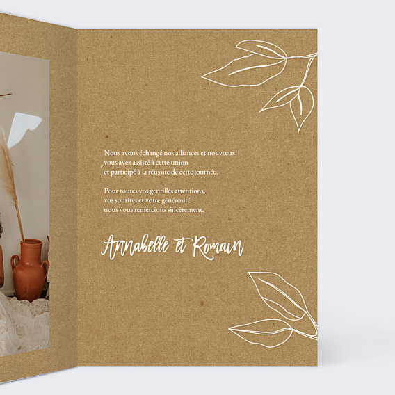 Remerciements mariage Esquisse Bohème