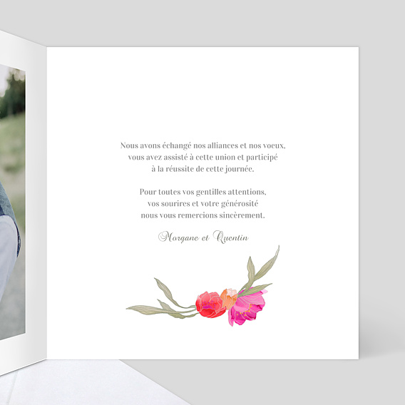 Carte remerciement mariage Ronde de Fleurs Intérieur Droit