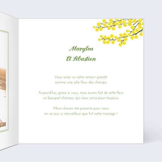 Remerciements mariage Mimosa
