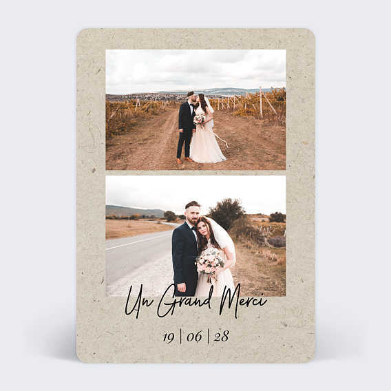 Carte remerciement mariage Esprit Chiné II Recto