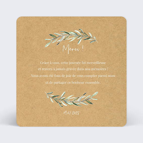 Remerciements mariage Lauriers