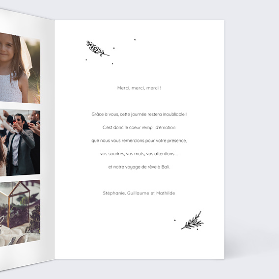 Carte remerciement mariage Retro Chic Intérieur Droit