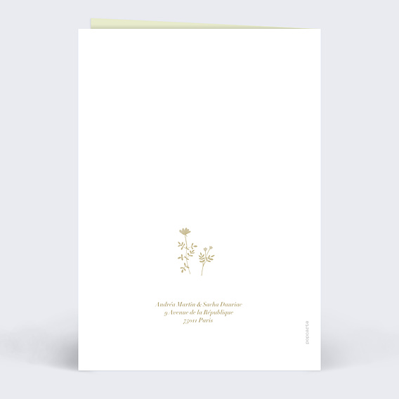 Carte remerciement mariage Amande Douce Verso