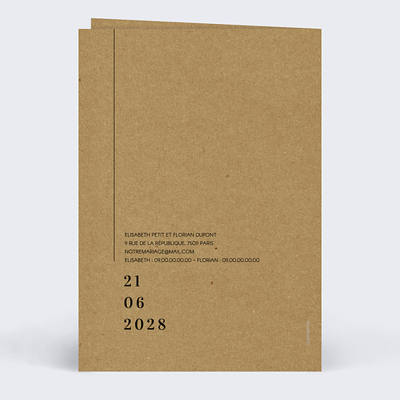 Carte remerciement mariage Modernkraft Verso