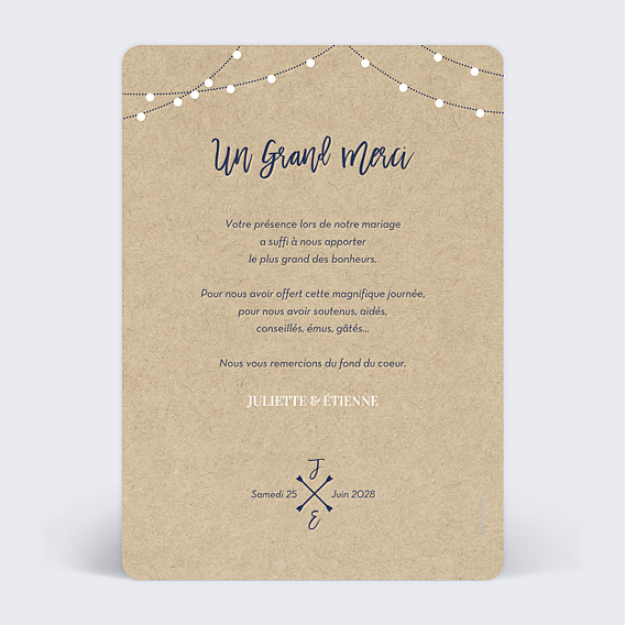 Remerciements mariage Notre Histoire