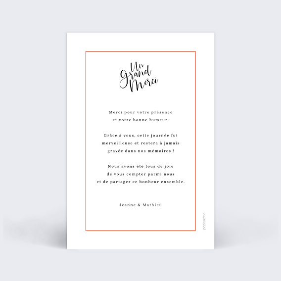 Remerciements mariage Cadre Typographique II