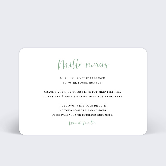 Carte remerciement mariage Cinematic II Verso