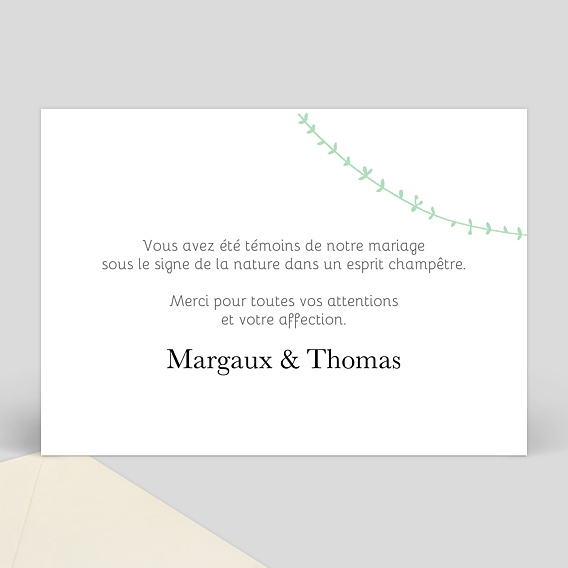 Carte remerciement mariage Promenade Champêtre Verso