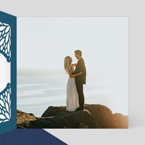 Carte remerciement mariage Découpe Dentelle Intérieur Droit