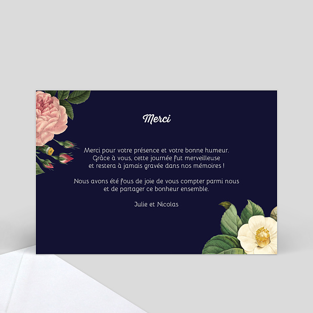 Remerciements Mariage Flowers Verso