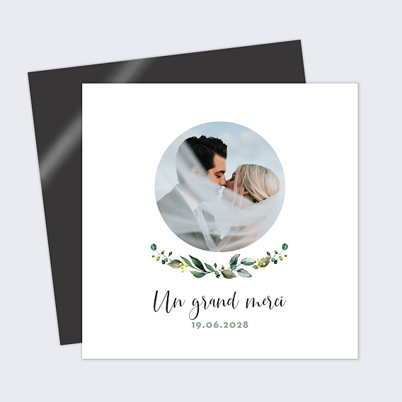 Carte remerciement mariage Couronne Eucalyptus 