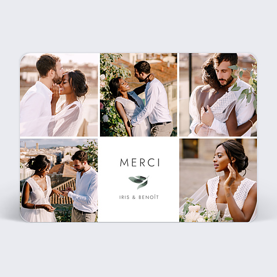 Remerciements mariage Carrés Graphiques (dos photo)