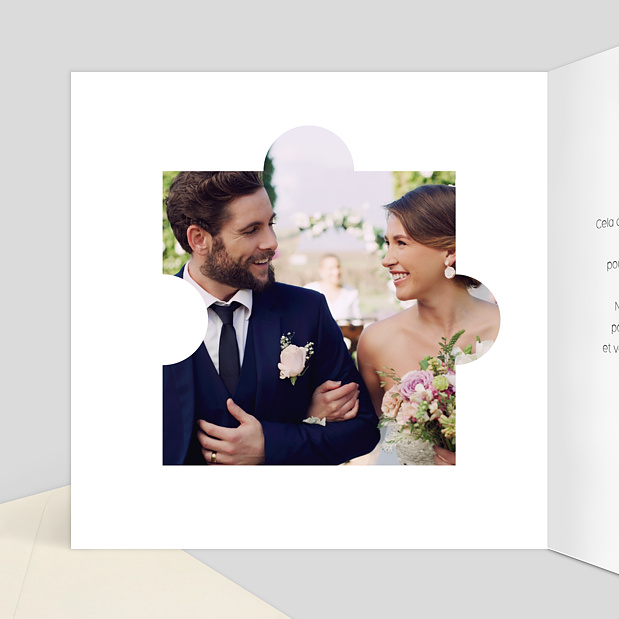 Carte de remerciements de mariage puzzle Intérieur Gauche