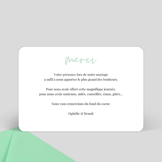 Carte remerciement mariage Manuel Verso