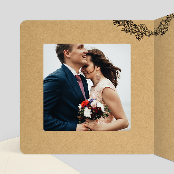 Carte remerciement mariage Couronne de Graminées Intérieur Gauche