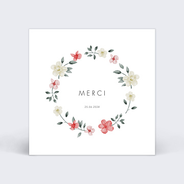 Carte remerciement mariage Remerciement Mariage Couronne Fleurie